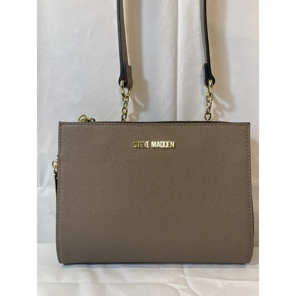 STEVE MADDEN Women BGREER Wallet Chain Crossbody Messenger Bag taupe